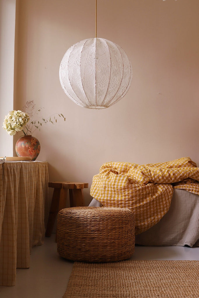 Myrull taklampa vintage spets & koppar 50 cm