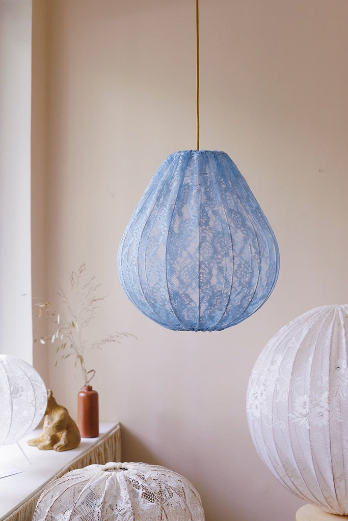 Taklampa droppe vintage Blå